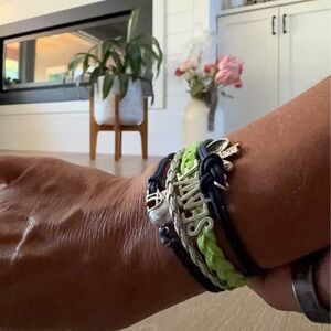 NEW Seattle Seahawks Multilayered Cord Football Bracelet Team Charms Fan Gear